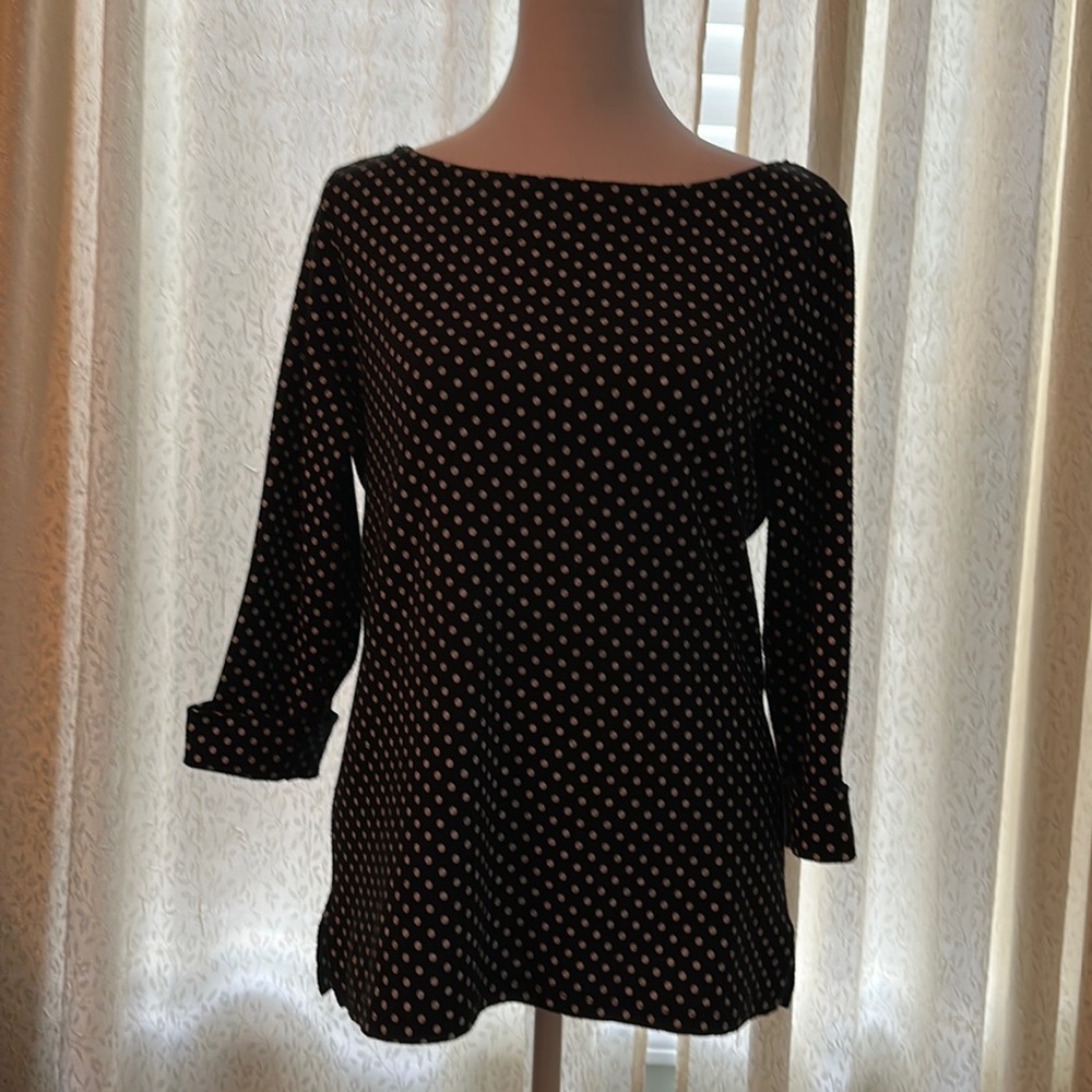 Woman’s Black and White Polka Dot Tunic Top
